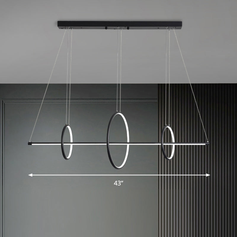 Metallic Circle And Line Led Restaurant Light In Black Modern Island Lighting