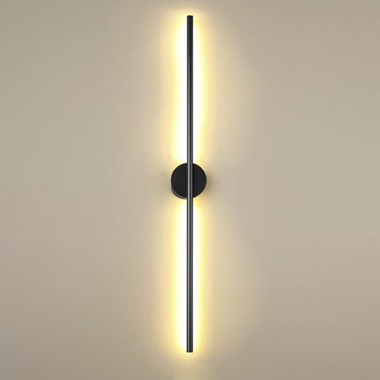 Modern Black Led Wall Sconce For Living Room - Stylish Metallic Fixture / Round Canopy 39