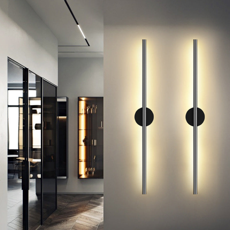 Modern Black Led Wall Sconce For Living Room - Stylish Metallic Fixture