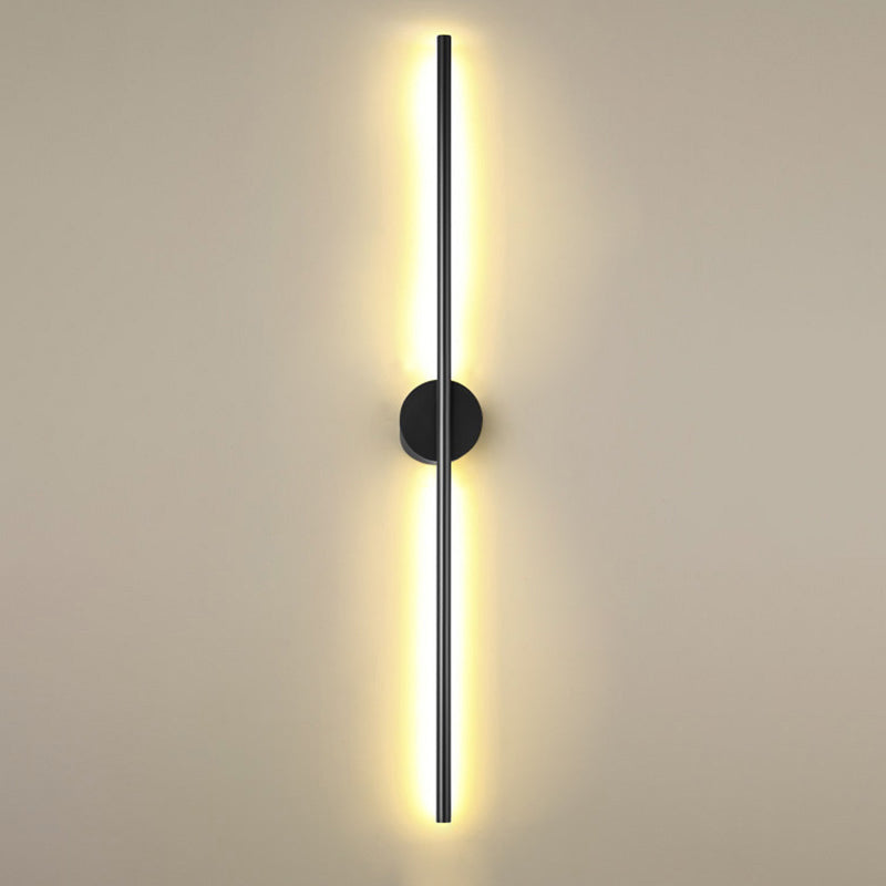 Modern Black Led Wall Sconce For Living Room - Stylish Metallic Fixture / Round Canopy 57