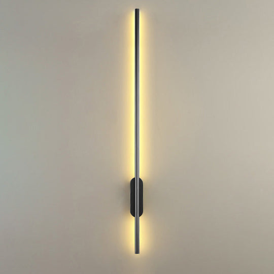 Modern Black Led Wall Sconce For Living Room - Stylish Metallic Fixture / Linear Canopy 23.5