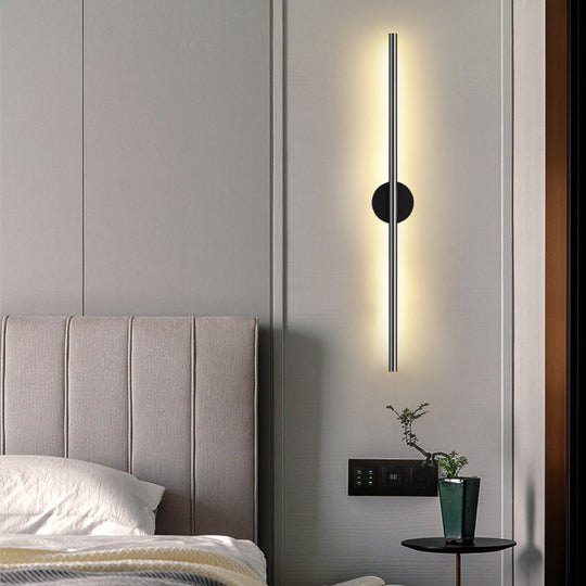 Modern Black Led Wall Sconce For Living Room - Stylish Metallic Fixture