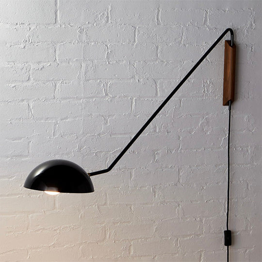 Modern Wall Mounted Reading Lamp: Single Task Dome Plug-In Light With Metal Shade