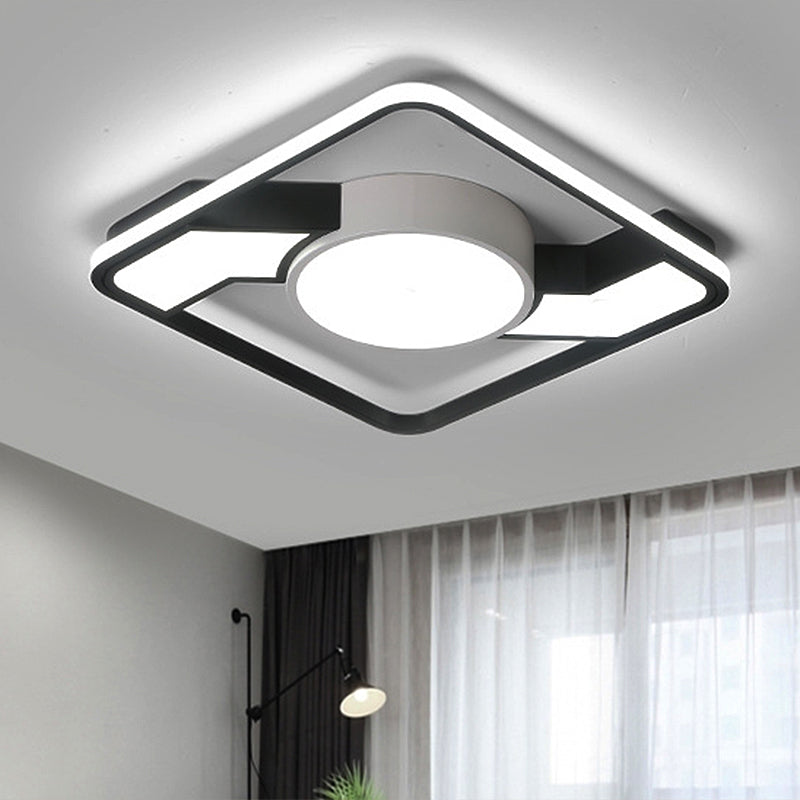 Modern LED Flush Mount Lamp: Wide Black-White Acrylic Square Light Fixture (18"/22"/31.5")