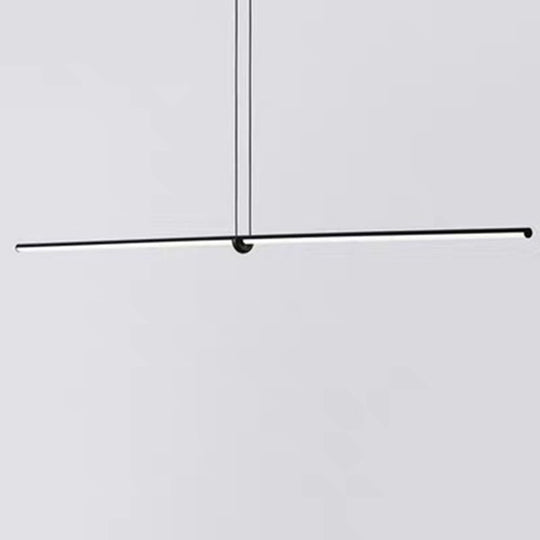 Modern Designer Line Art Pendant Ceiling Light With Led Island Lighting For Dining Room Black