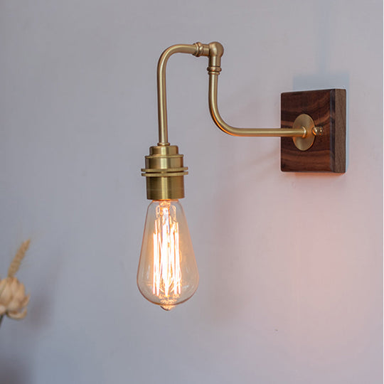 Industrial Adjustable Wall Light Fixture - Metal Gold Plated Sconce Lighting Faucet-Like Design