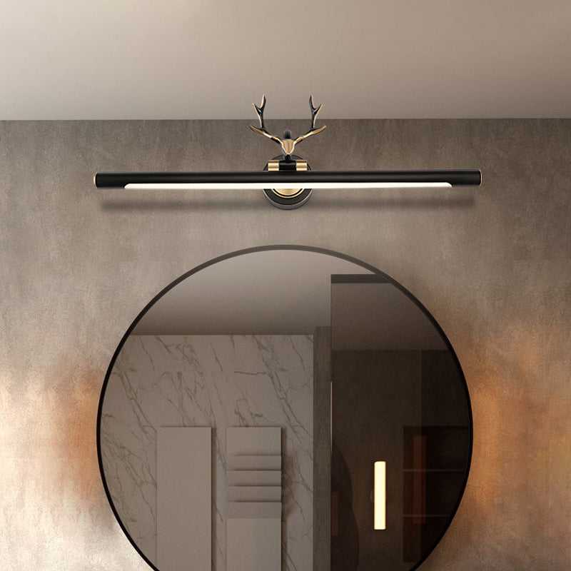 Rustic Metal Led Tube Wall Sconce Light With Adjustable Joint For Antler Bathroom Vanity