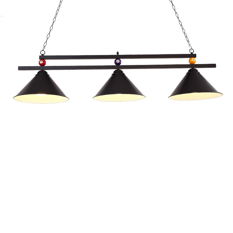 Country Style Billiard Chandelier - Metal Shade Bar Island Lighting Fixture