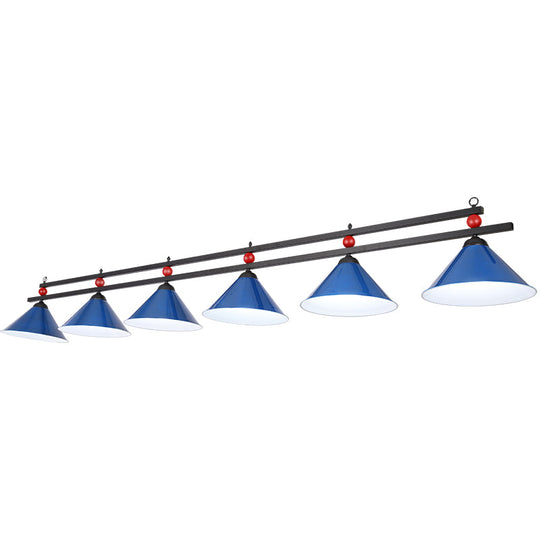 Country Style Billiard Chandelier - Metal Shade Bar Island Lighting Fixture 6 / Blue