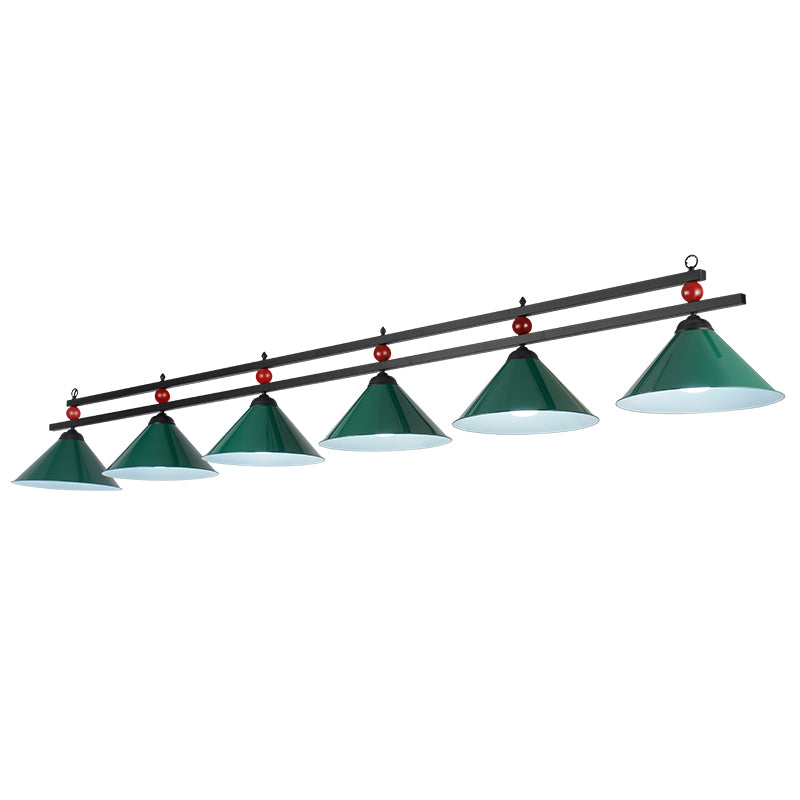 Country Style Billiard Chandelier - Metal Shade Bar Island Lighting Fixture 6 / Green