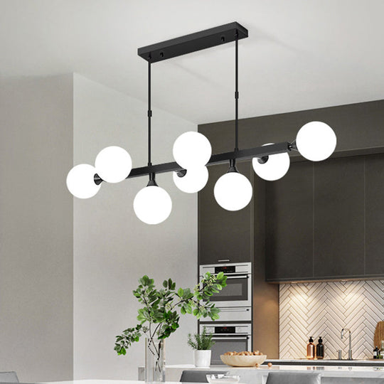 Postmodern Opaline Glass Molecular Island Pendant Light For Dining Room 8 / Black