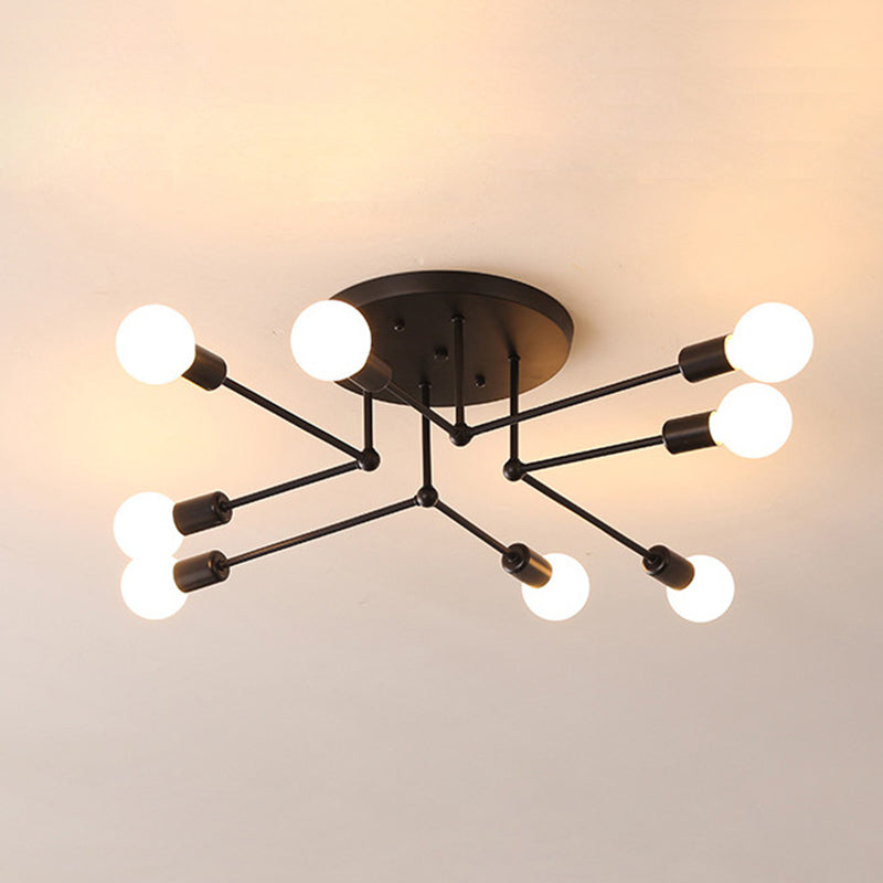 Nordic Black Metal Flush Mount Ceiling Light for Bedroom