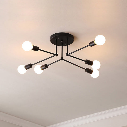 Nordic Black Metal Flush Mount Ceiling Light for Bedroom