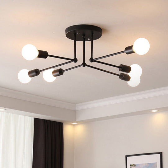 Nordic Black Metal Flush Mount Ceiling Light for Bedroom