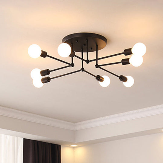 Nordic Black Metal Flush Mount Ceiling Light for Bedroom