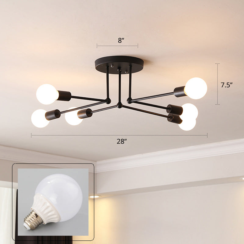 Nordic Black Metal Flush Mount Ceiling Light for Bedroom