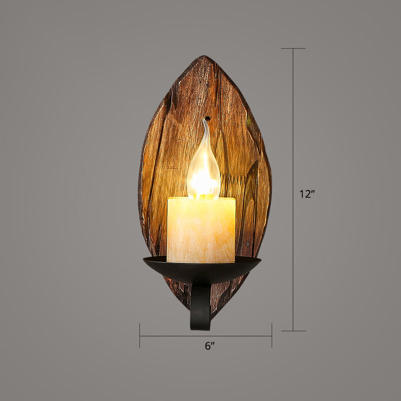 Geometric Country Style Wooden Wall Sconce - Brown Light Fixture For Corridor