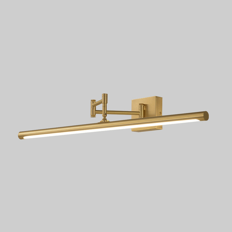 Antiqued Brass Tube Sconce With Led Wall Light - Perfect For Powder Room Or Vanity / 27.5