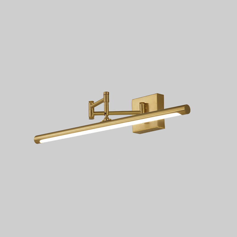 Antiqued Brass Tube Sconce With Led Wall Light - Perfect For Powder Room Or Vanity / 21.5