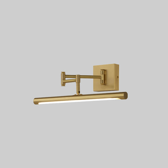 Antiqued Brass Tube Sconce With Led Wall Light - Perfect For Powder Room Or Vanity / 16