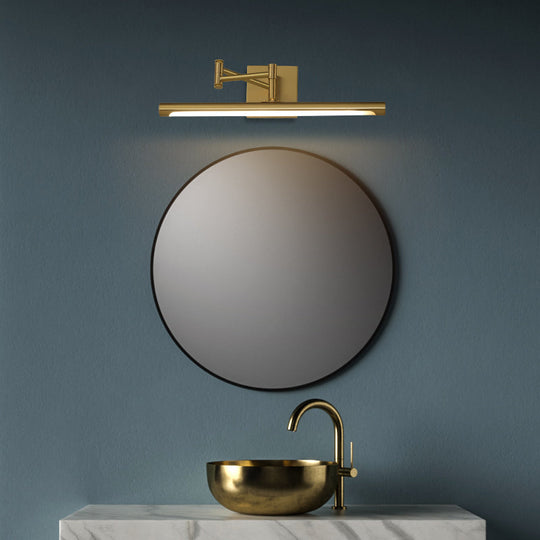 Antiqued Brass Tube Sconce With Led Wall Light - Perfect For Powder Room Or Vanity