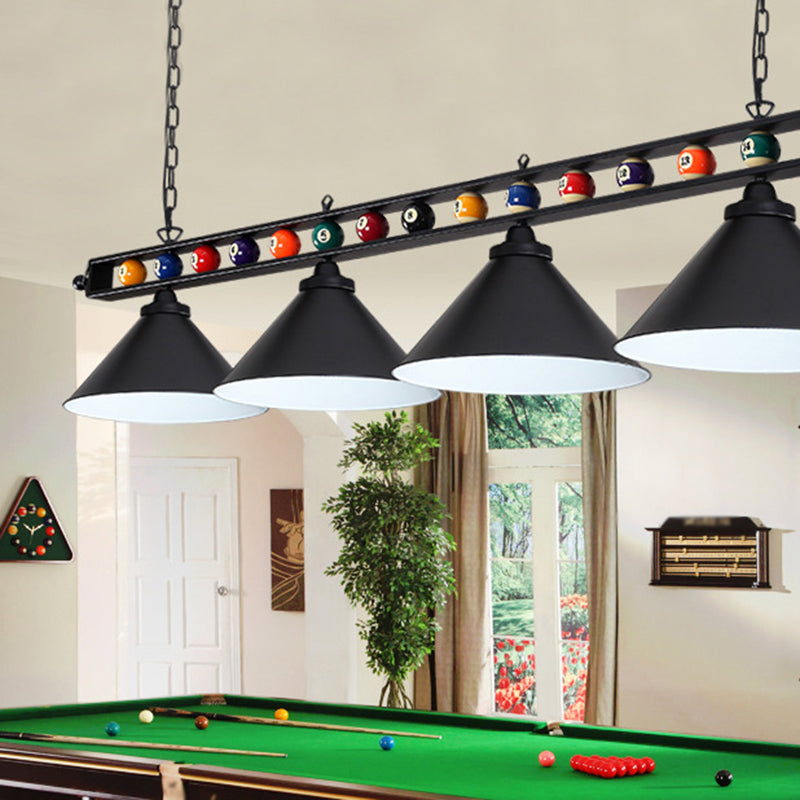 Iron Linear Island Ceiling Light With Cone Shade - Industrial Country Club Style