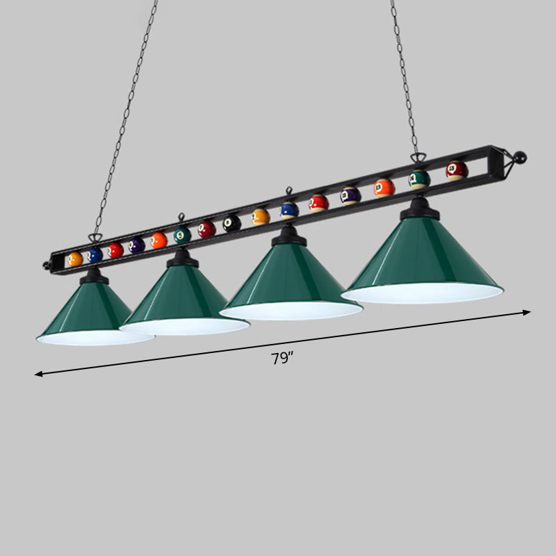 Iron Linear Island Ceiling Light With Cone Shade - Industrial Country Club Style