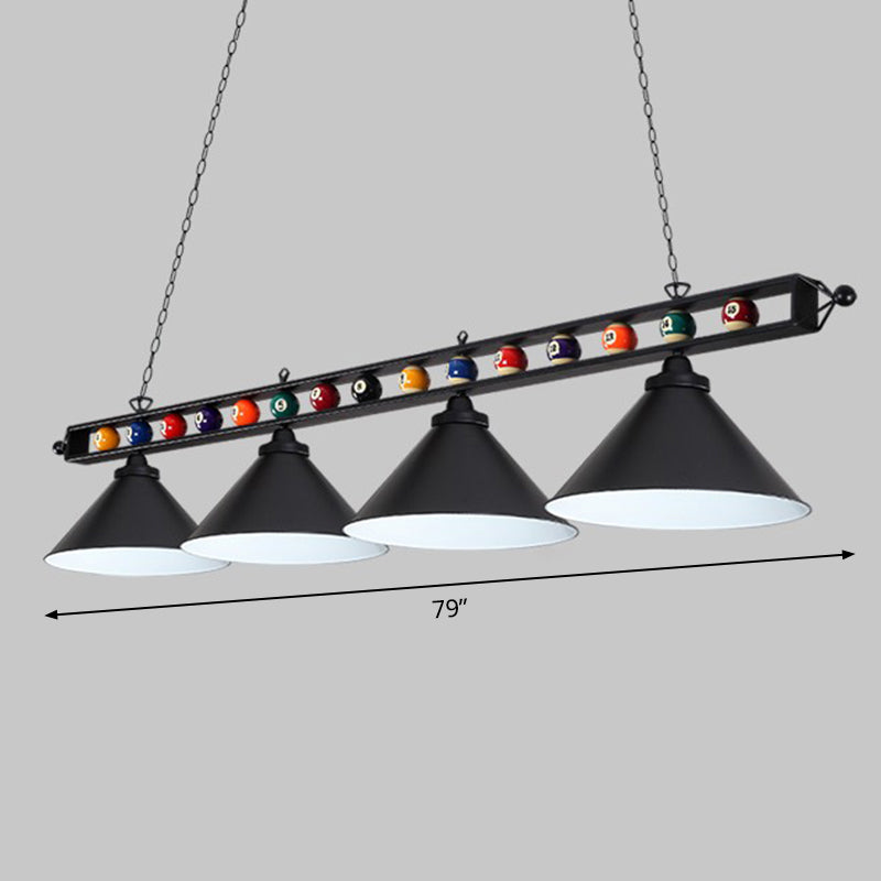 Iron Linear Island Ceiling Light With Cone Shade - Industrial Country Club Style