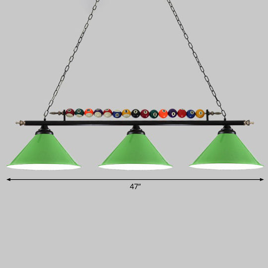 Iron Linear Island Ceiling Light With Cone Shade - Industrial Country Club Style