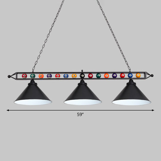 Iron Linear Island Ceiling Light With Cone Shade - Industrial Country Club Style