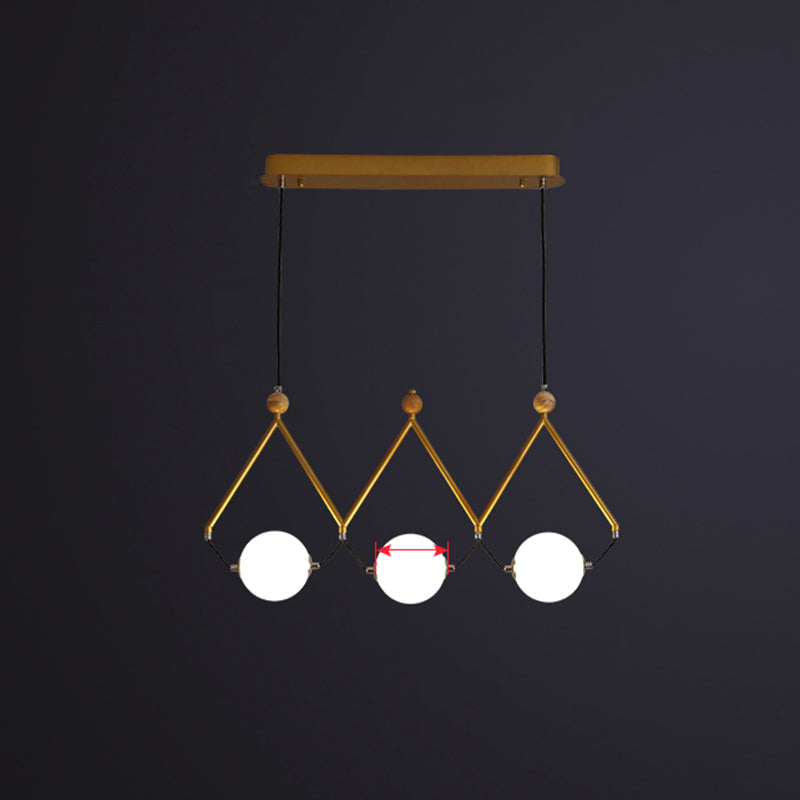 Ivory Glass Minimalist Ball Suspension Light - Creative Island Fixture 3 / Gold