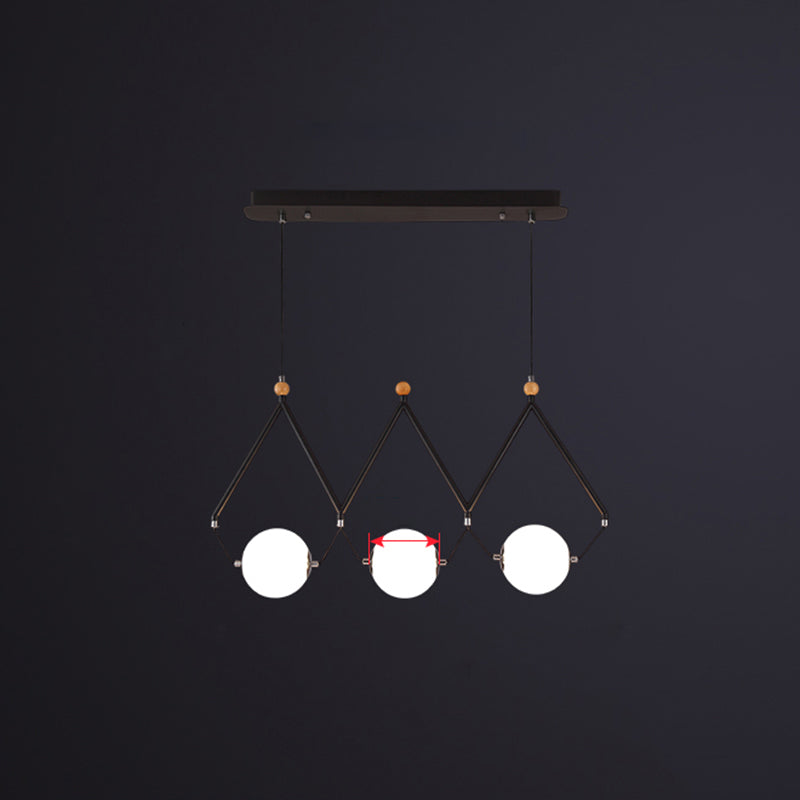 Ivory Glass Minimalist Ball Suspension Light - Creative Island Fixture 3 / Black