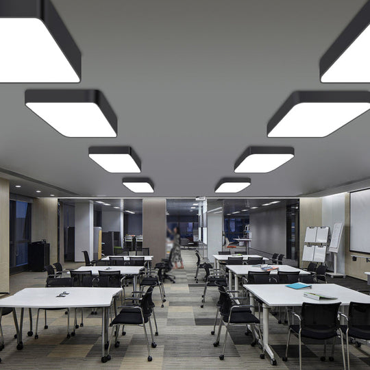 Contemporary Black LED Flushmount Ceiling Lamp for Office Spaces