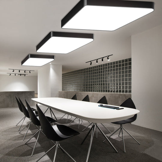 Contemporary Black LED Flushmount Ceiling Lamp for Office Spaces