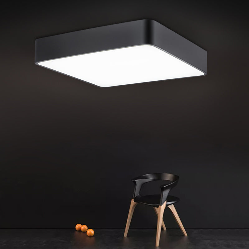 Stylish Office Illumination: Nordic Black Square LED Metal Flush Mount Ceiling Lamp