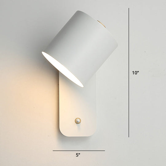 Swivel Cylinder Reading Lamp - Nordic Metal Wall Light With Power Button