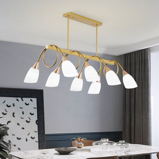 Contemporary Milk Glass Pendant Light - Tulip Shade Island Lamp Ideal For Restaurants