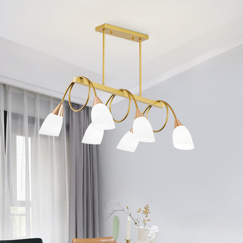 Contemporary Milk Glass Pendant Light - Tulip Shade Island Lamp Ideal For Restaurants