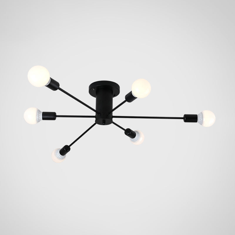 Modern Industrial Metal Flush Mount Ceiling Light Fixture 6 / Black