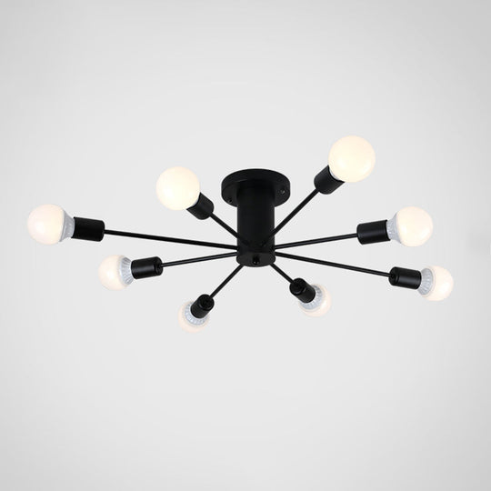 Modern Industrial Metal Flush Mount Ceiling Light Fixture 8 / Black