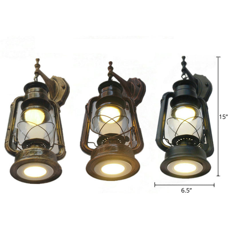 Nautical Glass Kerosene Lantern Wall Mount Lamp For Hallways