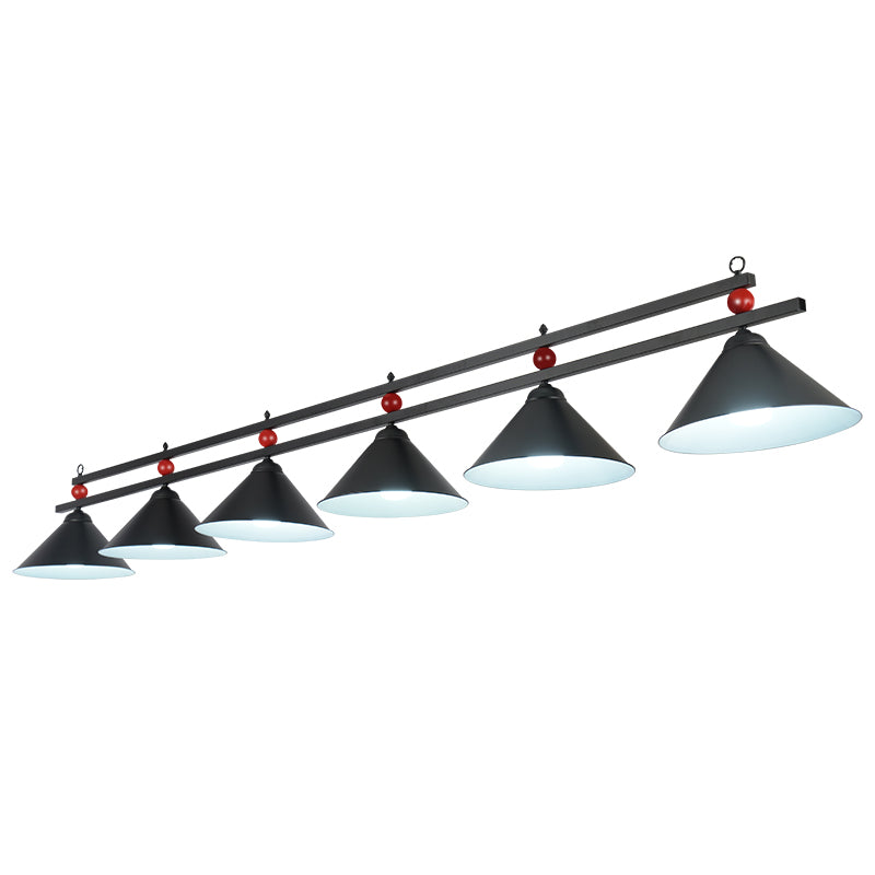 Conical Island Metal Pendant Ceiling Light - Industrial Style With Decorative Billiards Accent 6 /