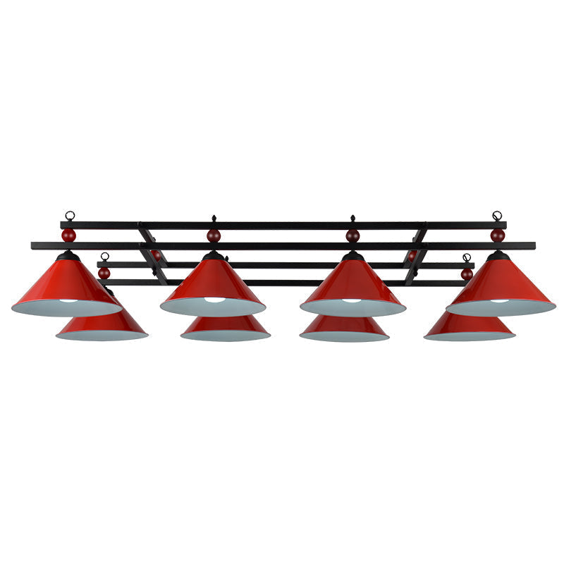 Conical Island Metal Pendant Ceiling Light - Industrial Style With Decorative Billiards Accent 8 /