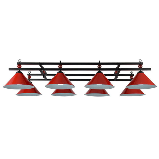 Conical Island Metal Pendant Ceiling Light - Industrial Style With Decorative Billiards Accent 8 /