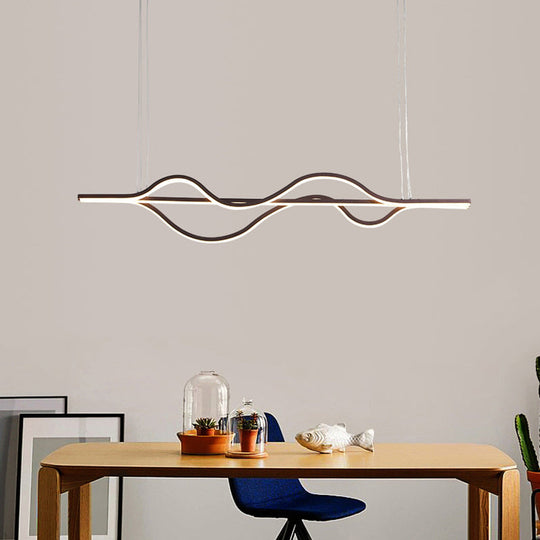 Artistic Metal Dining Room Led Pendant Light Fixture With Flowing Shapes