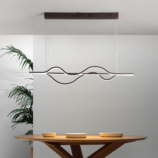 Artistic Metal Dining Room Led Pendant Light Fixture With Flowing Shapes