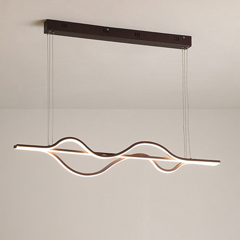 Artistic Metal Dining Room Led Pendant Light Fixture With Flowing Shapes