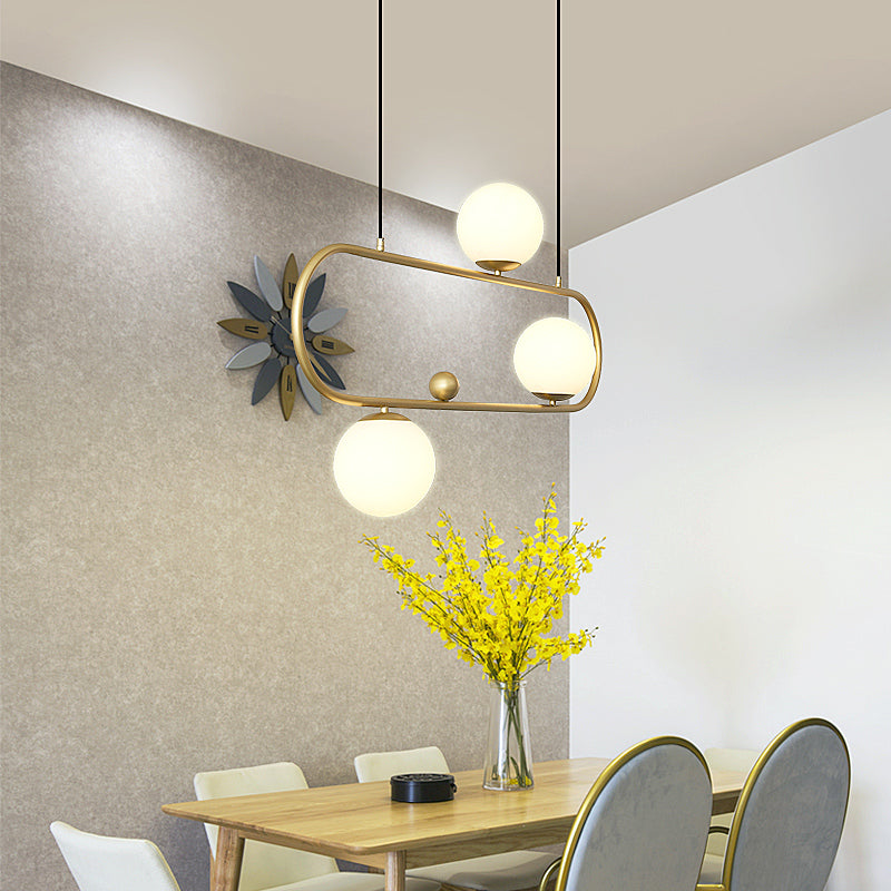 Minimalist Metal Island Light With Milk Glass Shade 3 / Gold