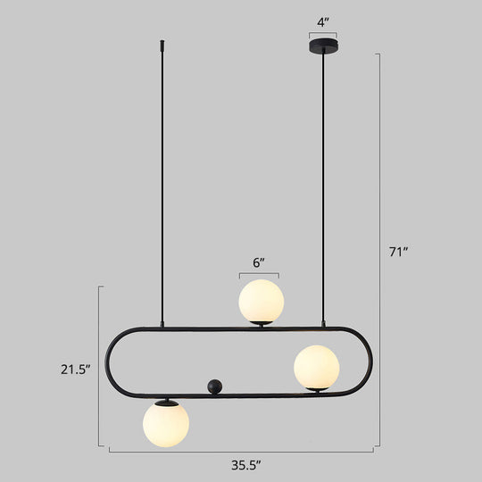 Minimalist Metal Island Light With Milk Glass Shade