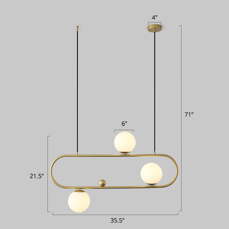 Minimalist Metal Island Light With Milk Glass Shade